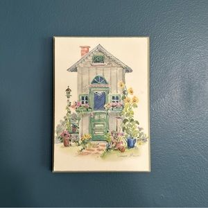 Vintage “She Shed” Cottagecore Garden Watercolor Print Plaque by Sarah Maun
